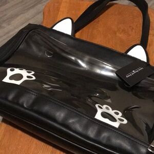NWOT-Kitty Cat Vegan Leather Knitting Project Bag - Large Ita Tote Bag